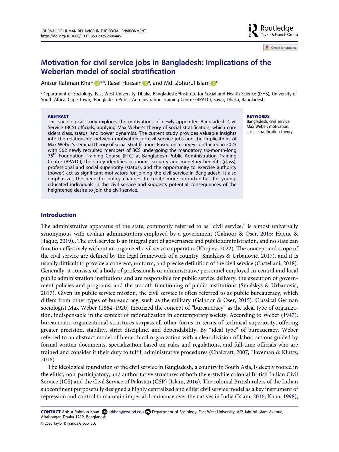 Faculty Publication | Motivation for Civil Service